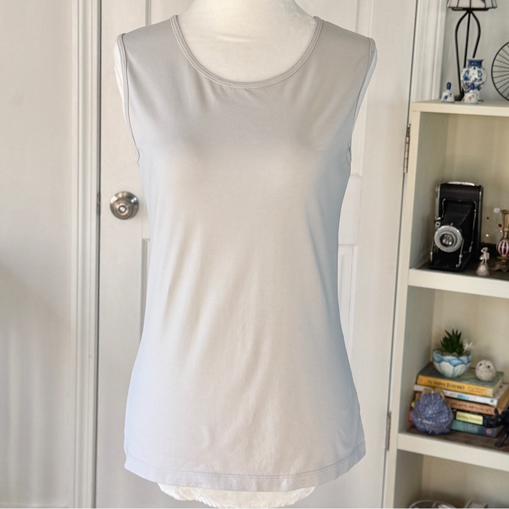 Rossopuro 100% Cotton Sleeveless Top in Light Gray (size IT 42/US M)